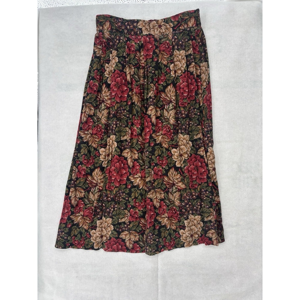 Vtg Norton McNaughton Floral Skirt Womens 12 Pleated Maxi Stretch Office Church